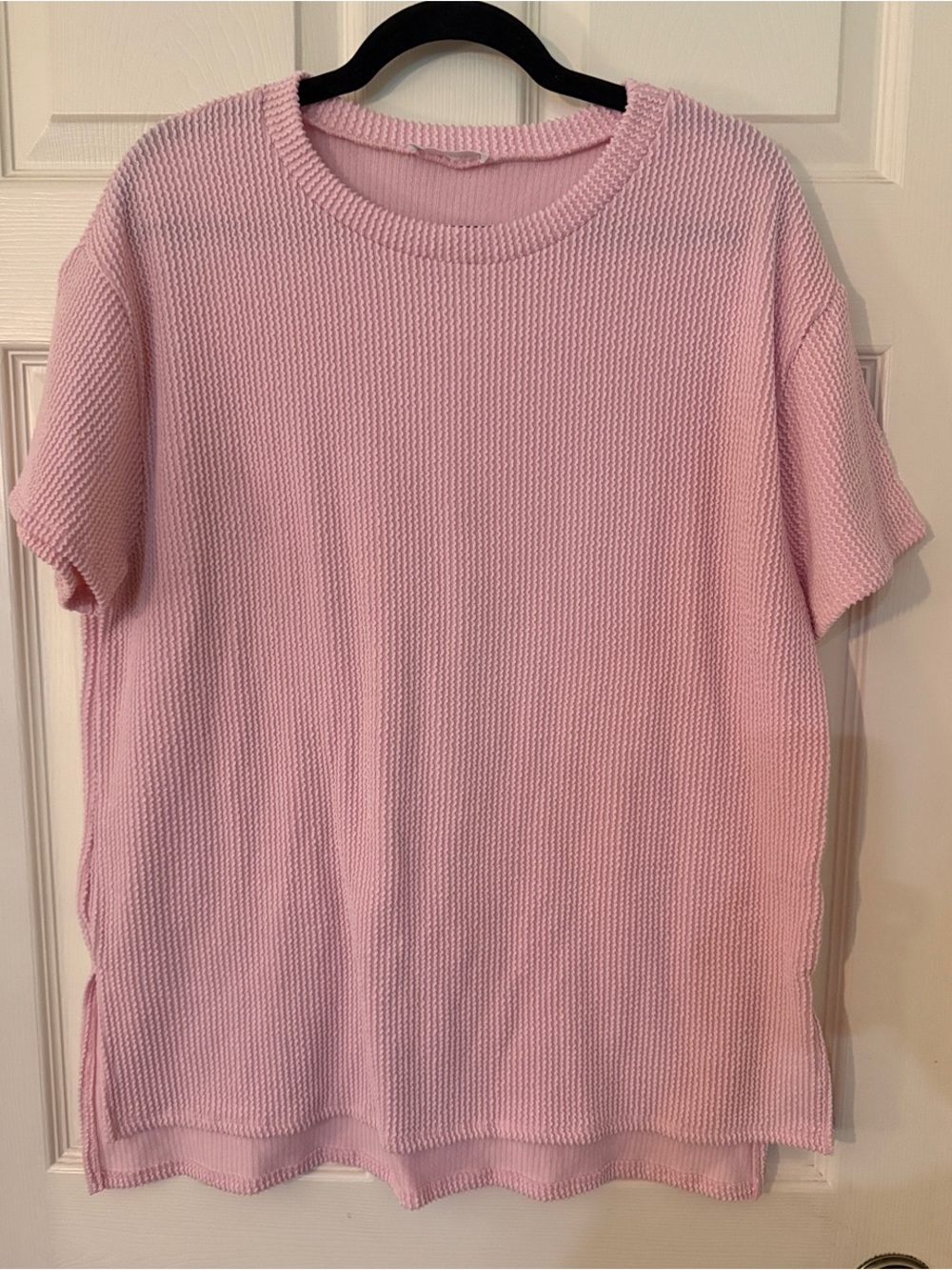 Nellie Mae Original Light Pink Short-Sleeve Ribbed Top